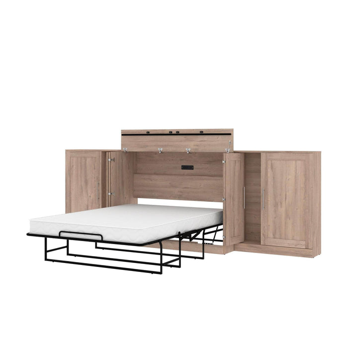 Bestar Cabinet Bed Rustic Brown Pur Full Cabinet Bed with Mattress and 2 36″ Storage Units - Available in 3 Colors