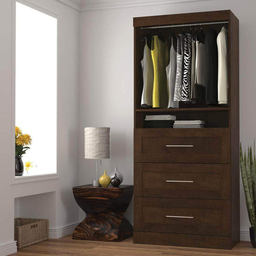 Bestar Chocolate Pur 36” Storage Unit with 3 Drawers - Available in 3 Colors