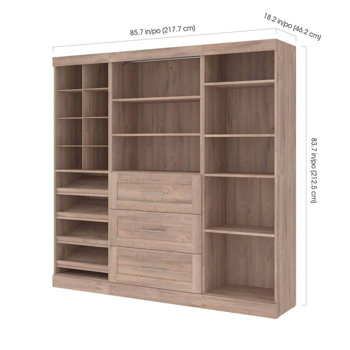 Bestar Closet Organizer Pur 86“ Closet Organizer with Storage Cubbies - Available in 3 Colors