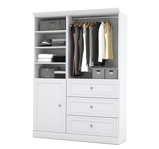 Bestar Closet Organizer White Versatile 61” Closet Organizer with Drawers and Door - White