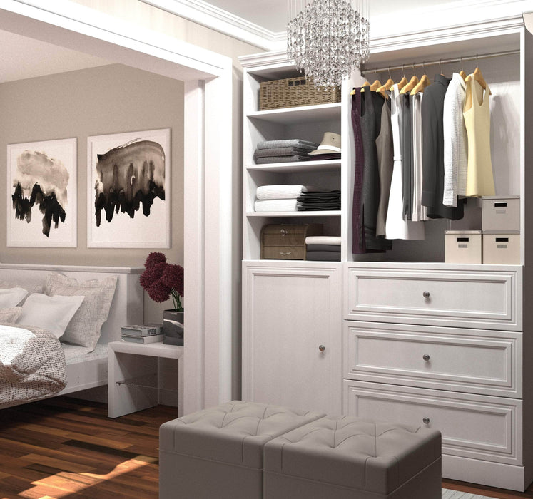 Bestar Closet Organizer White Versatile 61” Closet Organizer with Drawers and Door - White
