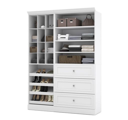 Bestar Closet Organizer White Versatile 61” Closet Organizer with Storage Cubbies and Drawers - White