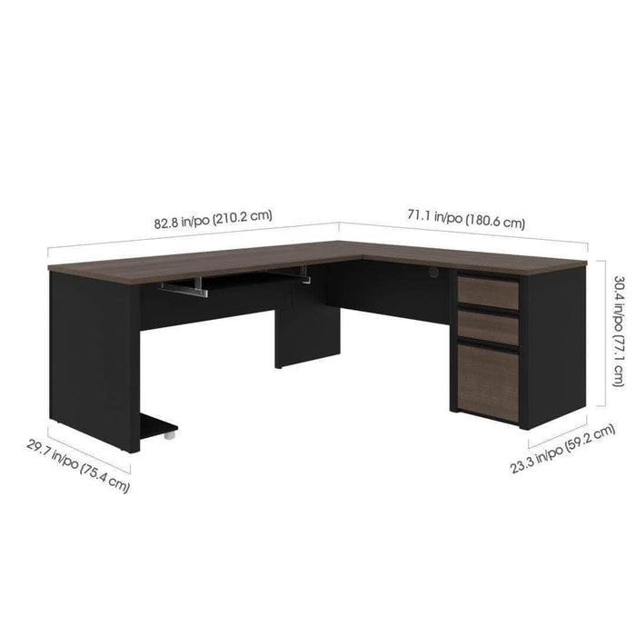 Bestar Connexion L-Shaped Desk with Pedestal - Available in 3 Colors