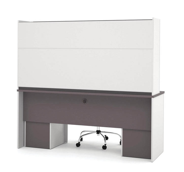 Bestar Credenza Desk Connexion Credenza Desk with Two Pedestals and Hutch - Available in 2 Colors