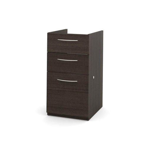 Bestar Dark Chocolate Embassy Add-On Pedestal with 3 Drawers - Available in 3 Cloours