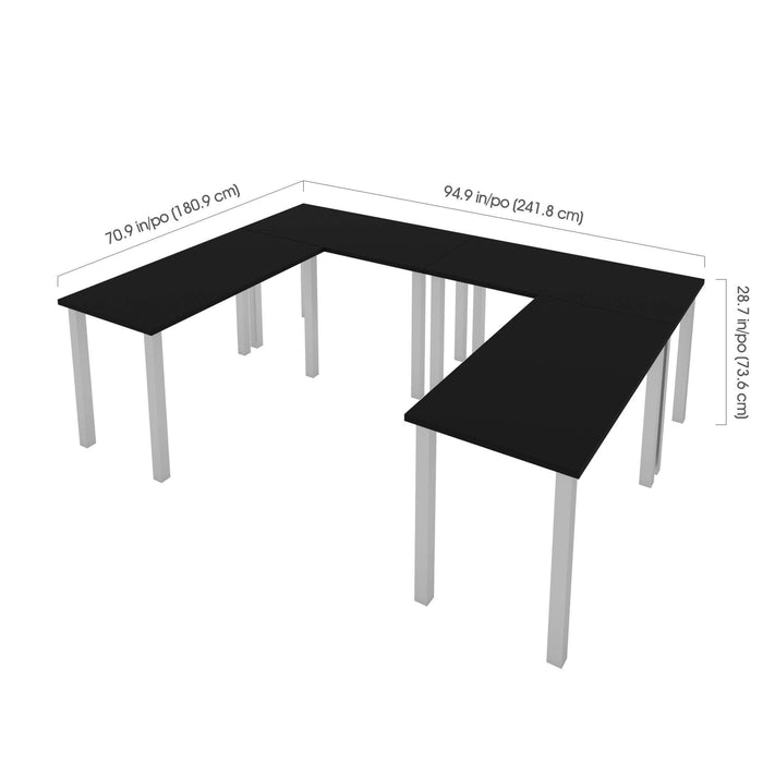 Bestar Desk Sets Universel 4-Piece Set Including four 24″ × 48″ Table desks with Square Metal Legs - Available in 3 Colors