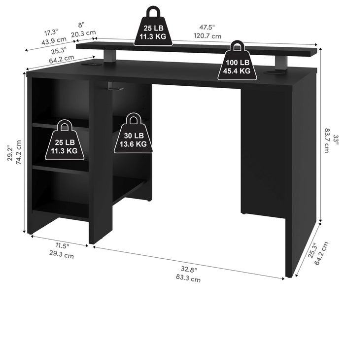 Bestar Gaming Desk Electra 48W Gaming Desk In Black