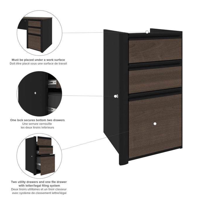 Bestar File Cabinet Connexion Add-On Pedestal with 3 Drawers - Available in 3 Colors
