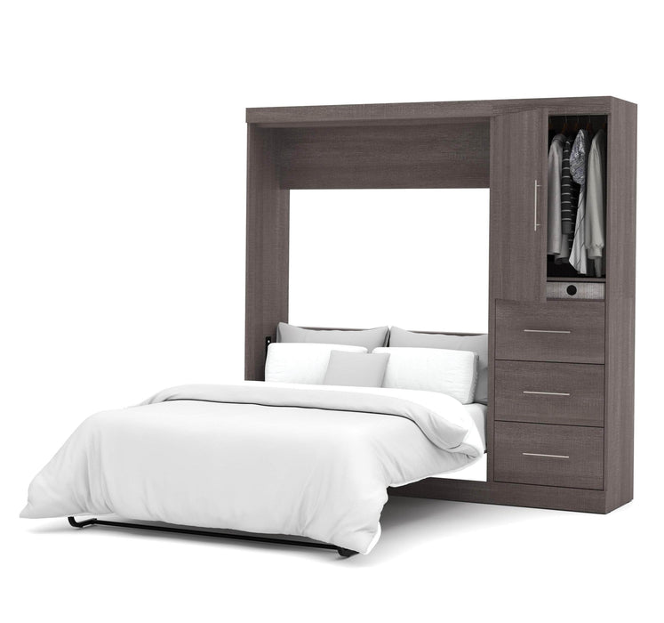 Bestar Full Murphy Bed Bark Gray Nebula Full Murphy Bed and Storage Unit with Drawers (84W) - Available in 4 Colors