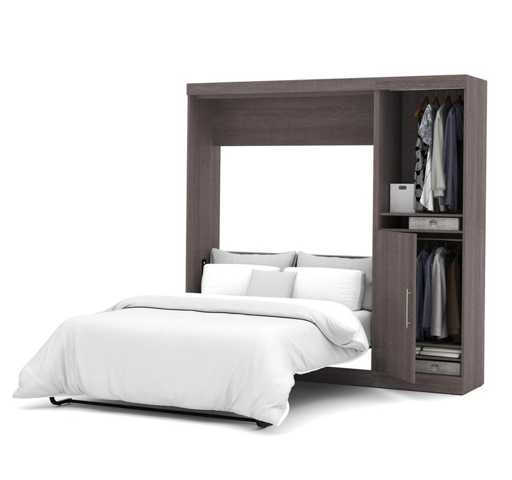Bestar Full Murphy Bed Bark Gray Nebula Full Murphy Bed with Storage Unit (84W) - Available in 4 Colors