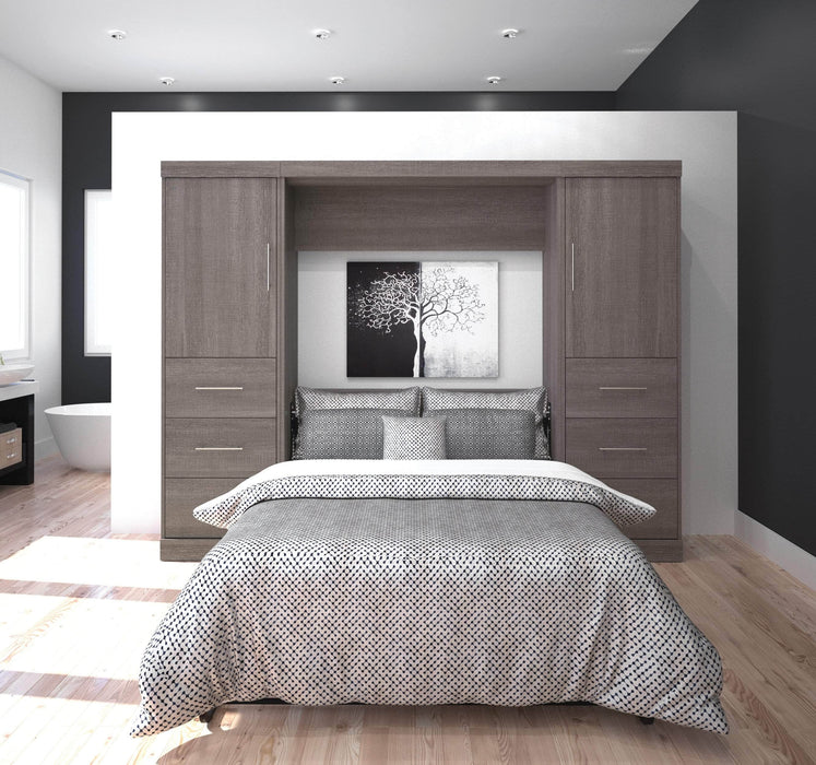 Bestar Full Murphy Bed Nebula  Full Murphy Bed and 2 Storage Units with Drawers (109W) - Available in 4 Colors