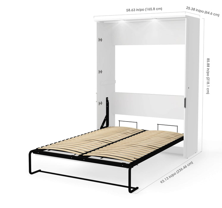 Bestar Full Murphy Bed White Lumina Full Murphy Bed and 2 Storage Units (106“) - White