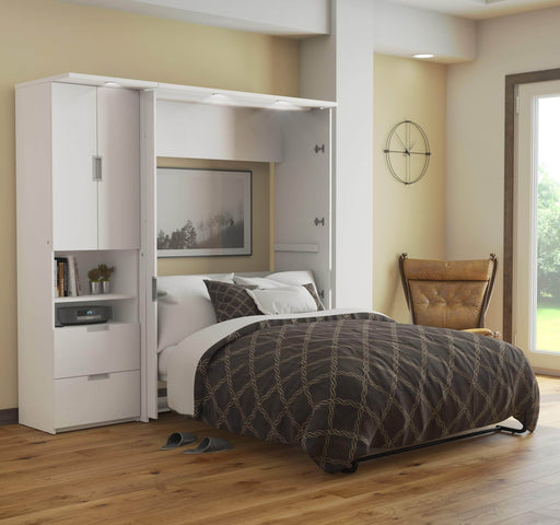 Bestar Full Murphy Bed White Lumina Full Murphy Bed and one Storage Unit (82“) - White