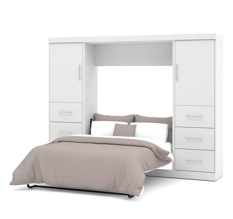 Bestar Full Murphy Bed White Nebula  Full Murphy Bed and 2 Storage Units with Drawers (109W) - Available in 4 Colors