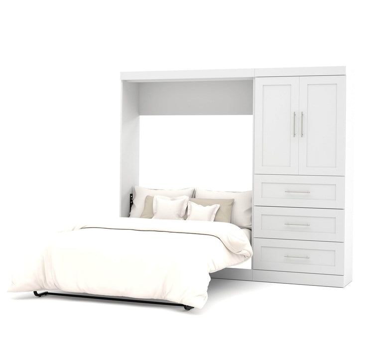 Bestar Full Murphy Bed White Pur Full Murphy Bed and 1 Storage Unit with Drawers (95”) - White