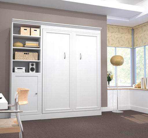 Bestar Full Murphy Bed White Versatile Full Murphy Bed and 1 Storage Unit with Door (84”) - White
