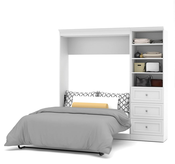 Bestar Full Murphy Bed White Versatile Full Murphy Bed and 1 Storage Unit with Drawers (84”) - White