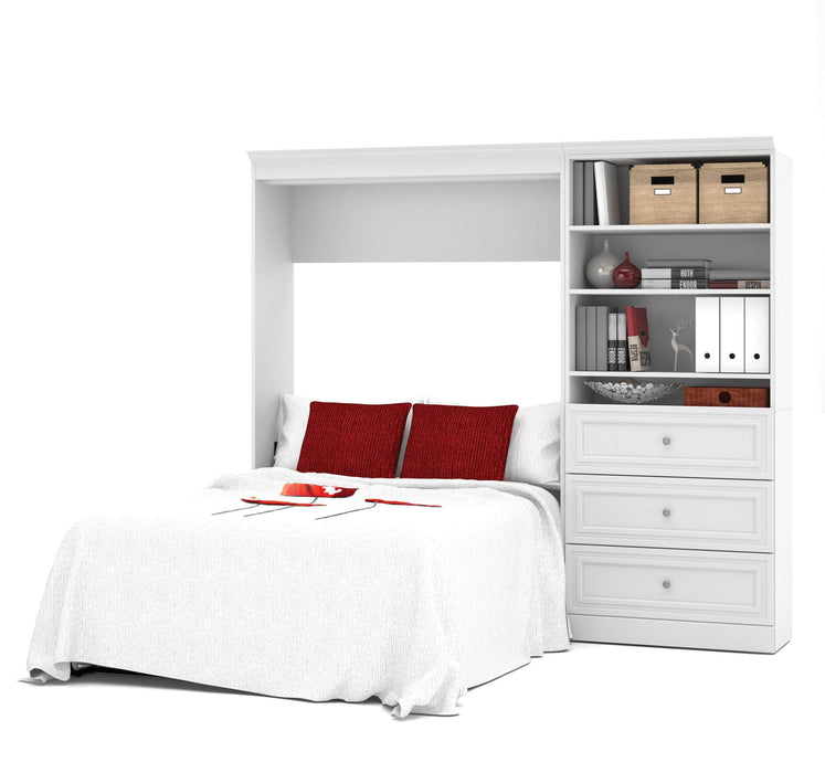 Bestar Full Murphy Bed White Versatile Full Murphy Bed and 1 Storage Unit with Drawers (95”) - White