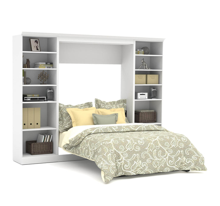 Bestar Full Murphy Bed White Versatile Full Murphy Bed and 2 Storage Units (109”) - White