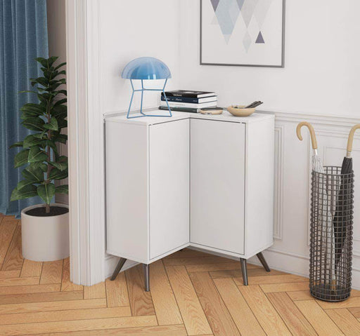 Bestar Krom Corner Storage Cabinet with Metal Legs - Available in 2 Colors