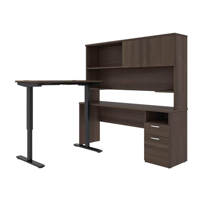 Bestar L-Desk Antigua Upstand 24” x 48” Standing Desk and 1 Credenza with Hutch - Available in 3 Colors
