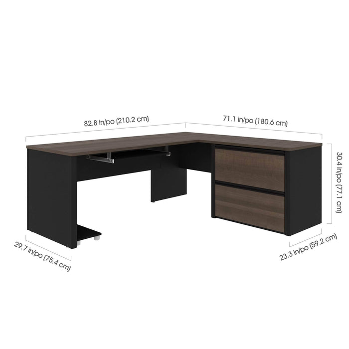 Bestar L-Desk Connexion L-Shaped Desk with Lateral File Cabinet - Available in 3 Colors