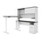 Bestar L-Desk Deep Gray & White Upstand 24” x 48” Standing Desk and 1 Credenza with Hutch - Available in 3 Colors