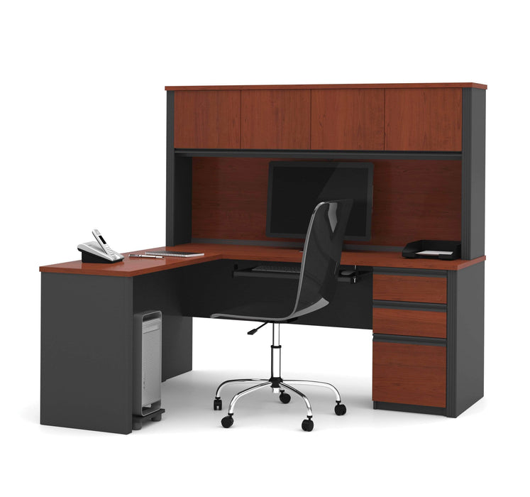 Bestar L-Desk Prestige + 72W L-Shaped Desk with Pedestal and Hutch - Available in 3 Colors