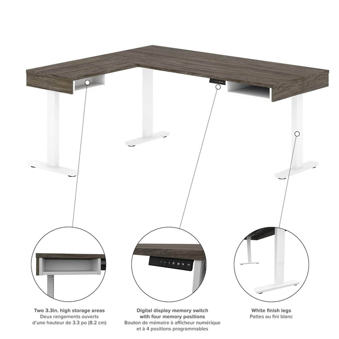Bestar L-Desk Pro-Vega L-Shaped Standing Desk with Credenza - Available in 2 Colors