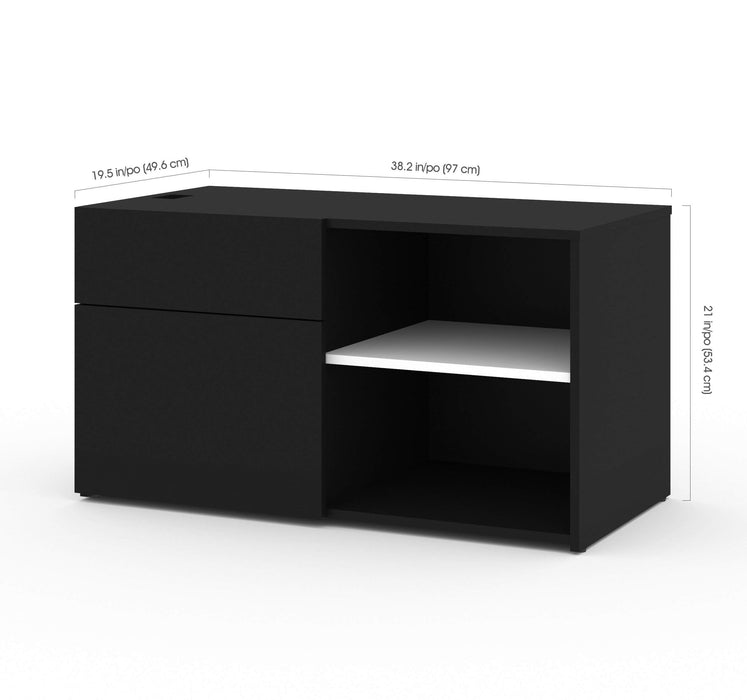 Bestar L-Desk Viva 3-Piece set including an L-Shaped standing desk, a credenza, and a hutch - Available in 2 Colors