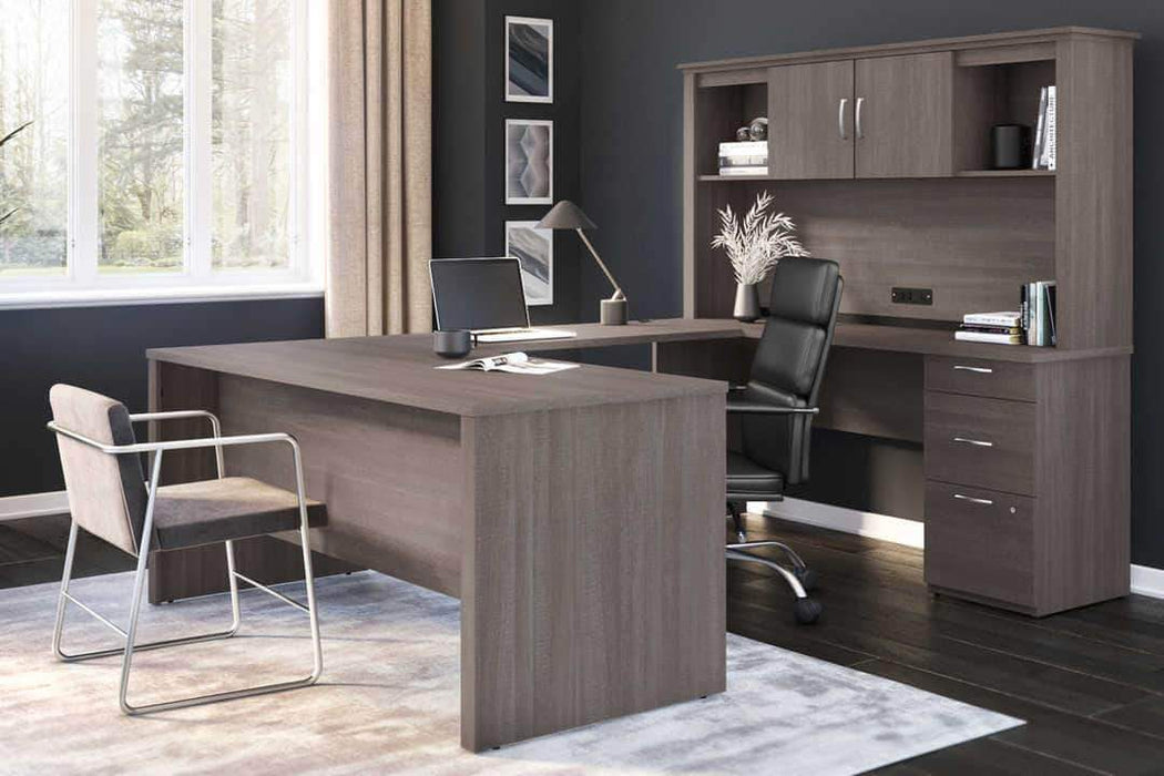 Bestar Logan U-Shaped Desk With Pedestal And Hutch — Wholesale Furniture  Brokers
