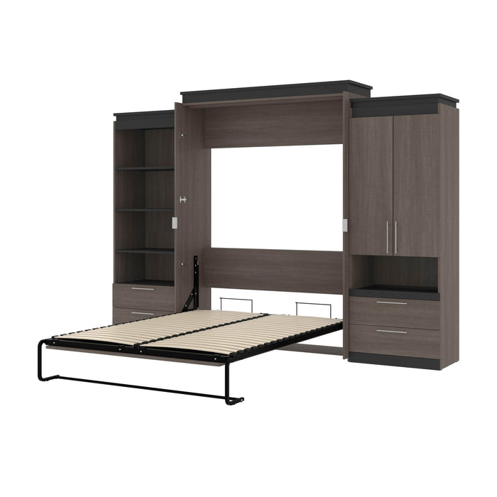 Bestar Murphy Beds Bark Gray & Graphite Orion 124W Queen Murphy Bed And Multifunctional Storage With Drawers - Available in 2 Colors