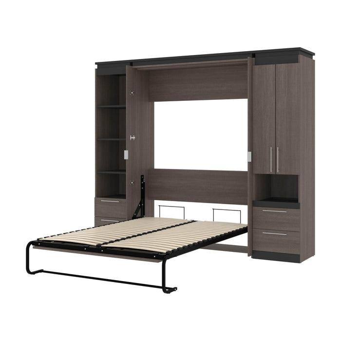 Bestar Murphy Beds Bark Gray & Graphite Orion 98W Full Murphy Bed And Narrow Storage Solutions With Drawers - Available in 2 Colors