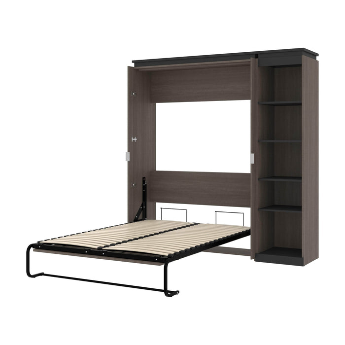 Bestar Murphy Beds Bark Gray & Graphite Orion Full Murphy Bed With Narrow Shelving Unit - Available in 2 Colors