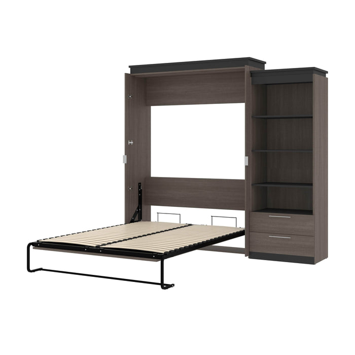 Orion Queen Murphy Wall Bed with Shelving Unit and Drawers - Available in 2 Colors