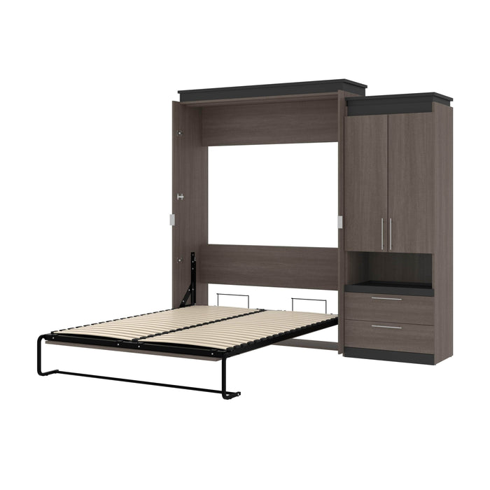 Bestar Murphy Beds Bark Gray & Graphite Orion Queen Murphy Bed And Storage Cabinet With Pull-Out Shelf - Available in 2 Colors