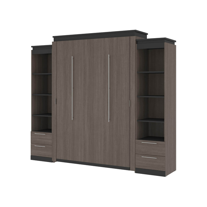 Bestar Murphy Beds Orion 104W Queen Murphy Bed And 2 Narrow Shelving Units With Drawers - Available in 2 Colors