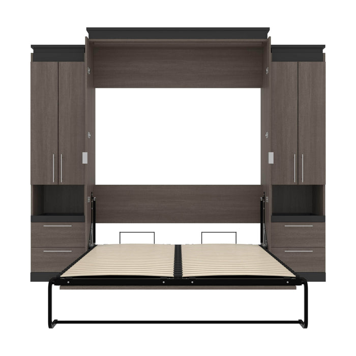 Bestar Murphy Beds Orion 104W Queen Murphy Bed And 2 Storage Cabinets With Pull-Out Shelves - Available in 2 Colors