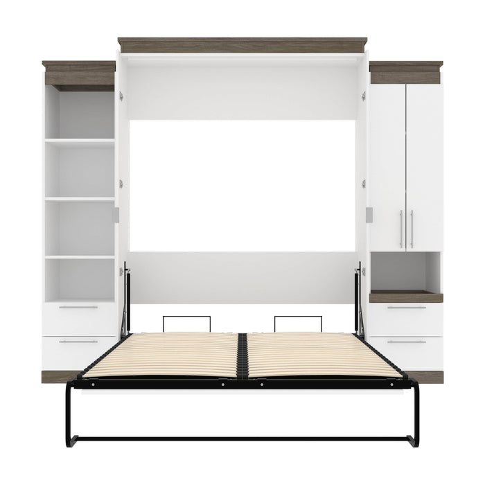 Bestar Murphy Beds Orion 104W Queen Murphy Bed And Narrow Storage Solutions With Drawers - Available in 2 Colors