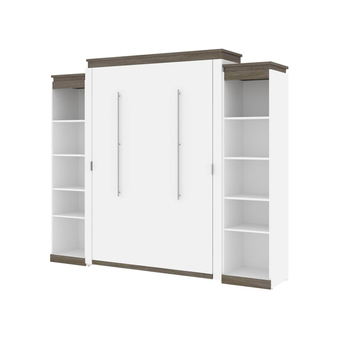 Bestar Murphy Beds Orion 104W Queen Murphy Bed With 2 Narrow Shelving Units - Available in 2 Colors