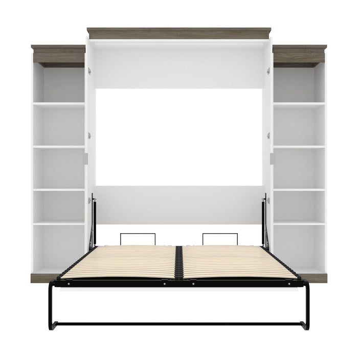 Bestar Murphy Beds Orion 104W Queen Murphy Bed With 2 Narrow Shelving Units - Available in 2 Colors