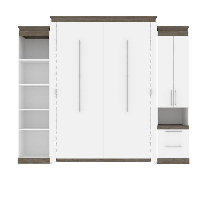 Bestar Murphy Beds Orion 104W Queen Murphy Bed With Narrow Storage Solutions - Available in 2 Colors