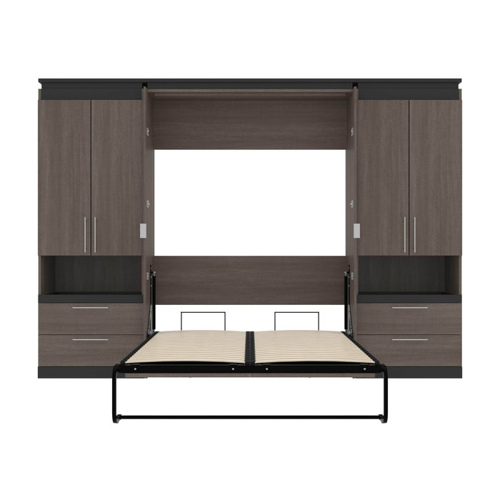 Bestar Murphy Beds Orion 118W Full Murphy Bed And 2 Storage Cabinets With Pull-Out Shelves - Available in 2 Colors