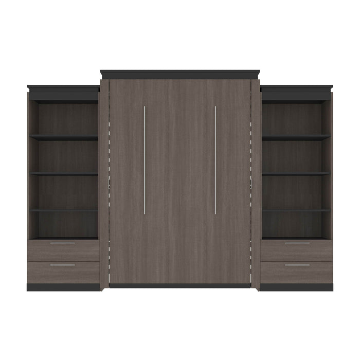 Bestar Murphy Beds Orion 124W Queen Murphy Bed And 2 Shelving Units With Drawers - Available in 2 Colors