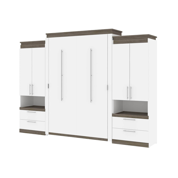Bestar Murphy Beds Orion 124W Queen Murphy Bed And 2 Storage Cabinets With Pull-Out Shelves (125W) - Available in 2 Colors