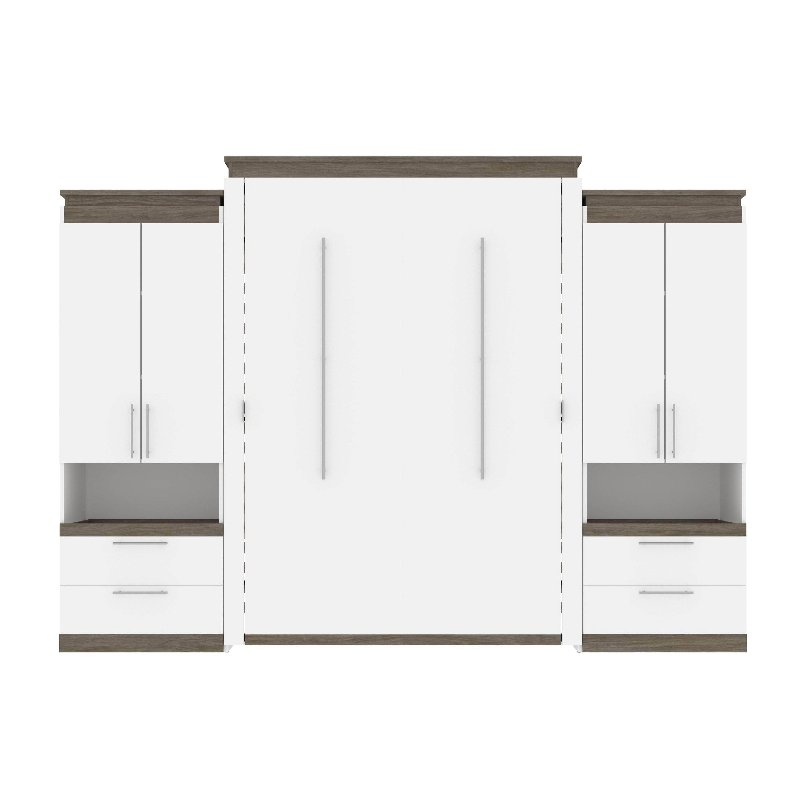 Bestar Orion 124"W Queen Murphy Wall Bed with 2 Storage Cabinets and ...