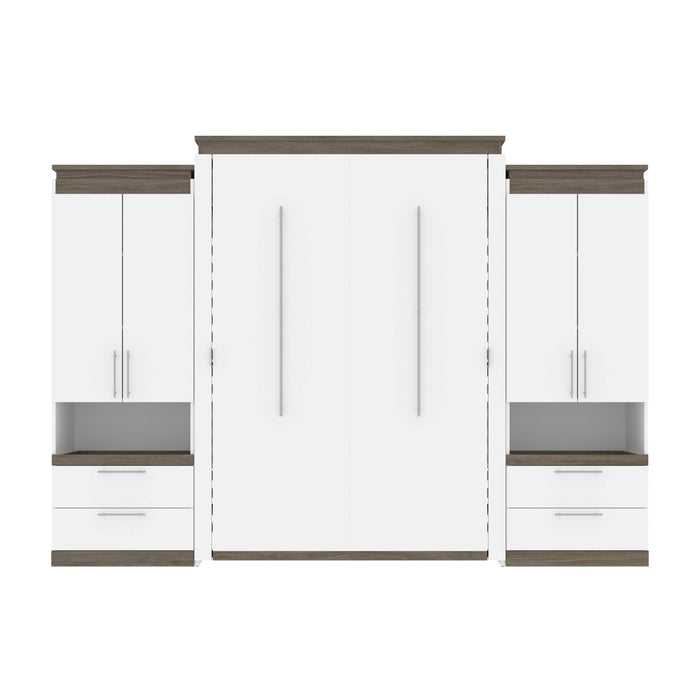 Bestar Murphy Beds Orion 124W Queen Murphy Bed And 2 Storage Cabinets With Pull-Out Shelves (125W) - Available in 2 Colors