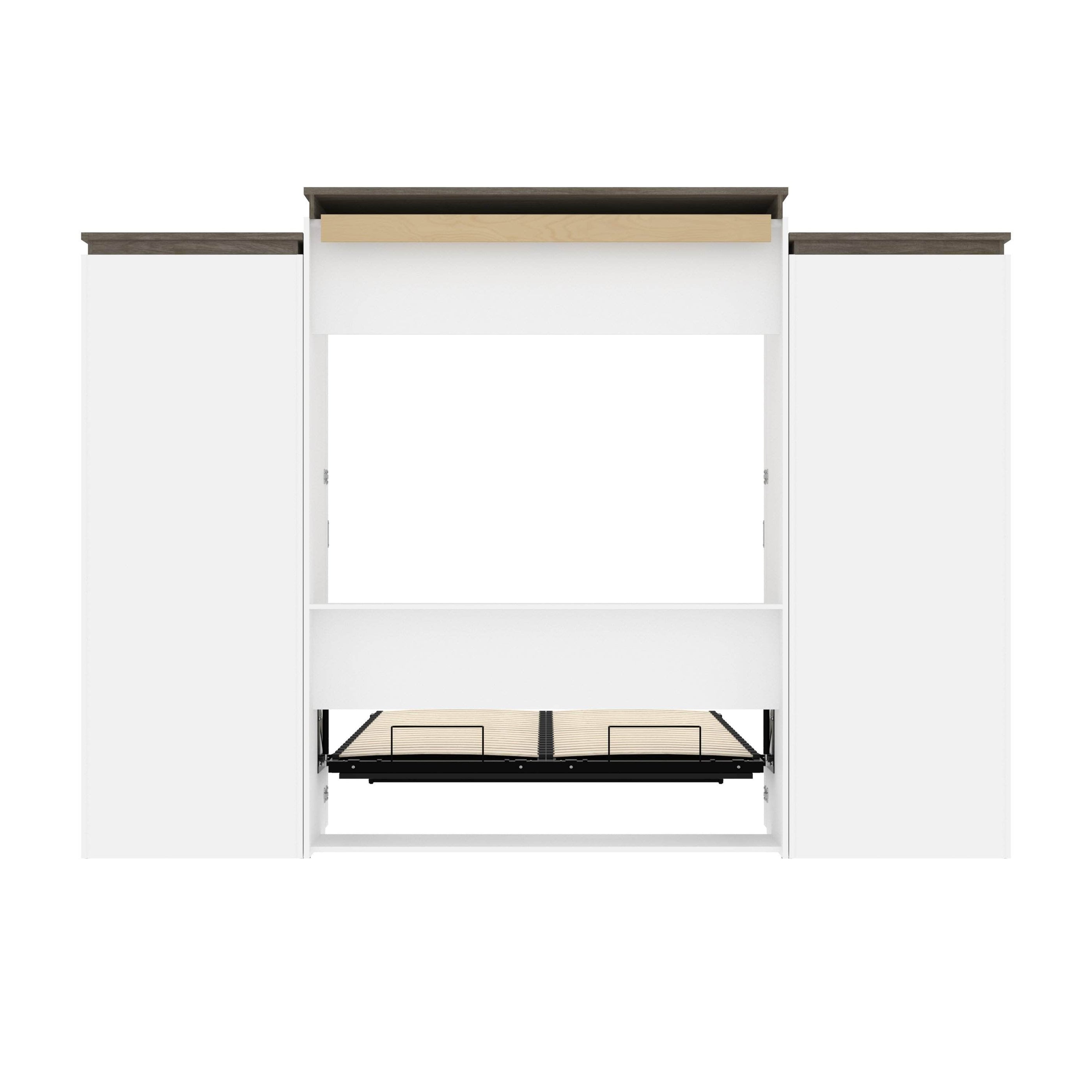 Bestar Orion 124"W Queen Murphy Wall Bed with 2 Storage Cabinets and ...