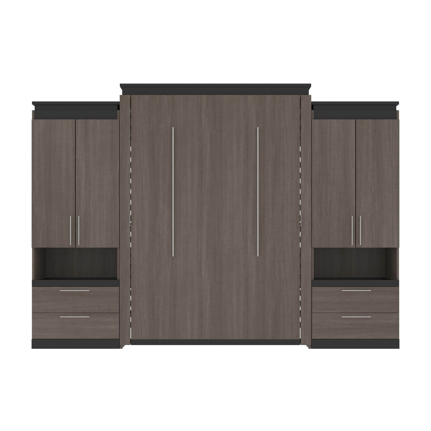 Bestar Orion 124"W Queen Murphy Wall Bed with 2 Storage Cabinets and ...