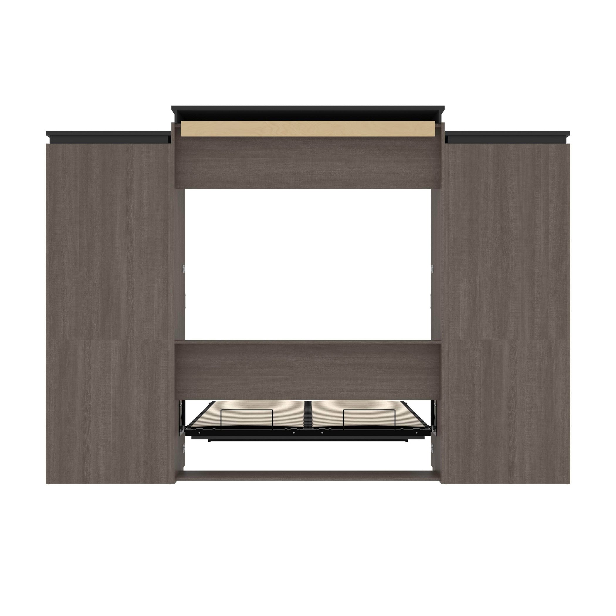 Bestar Orion 124"W Queen Murphy Wall Bed with 2 Storage Cabinets and ...